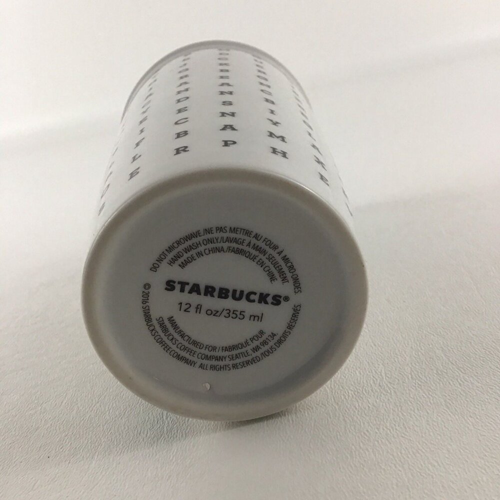 Starbucks Coffee Cup 2016 Ceramic Tumbler Mug 12 fl oz Word Search Puzzle Double - Picture 6 of 7